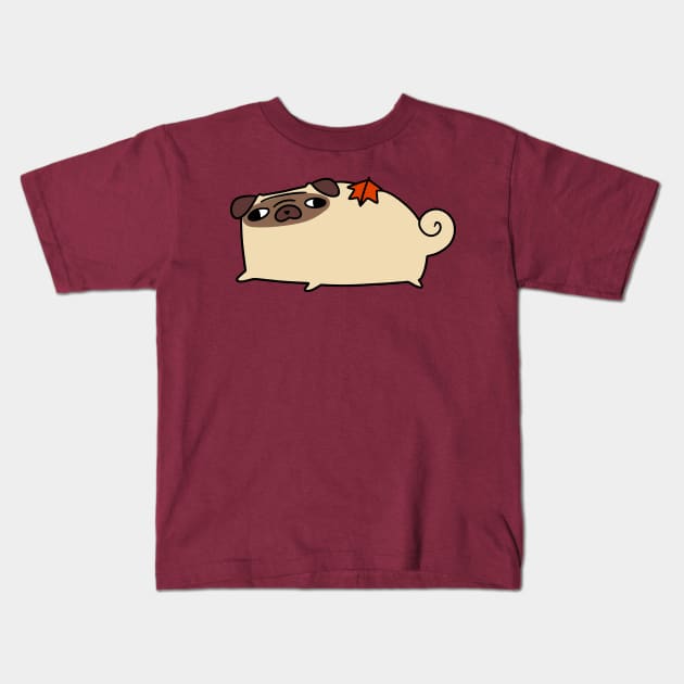 Fall Leaf Pug Kids T-Shirt by saradaboru